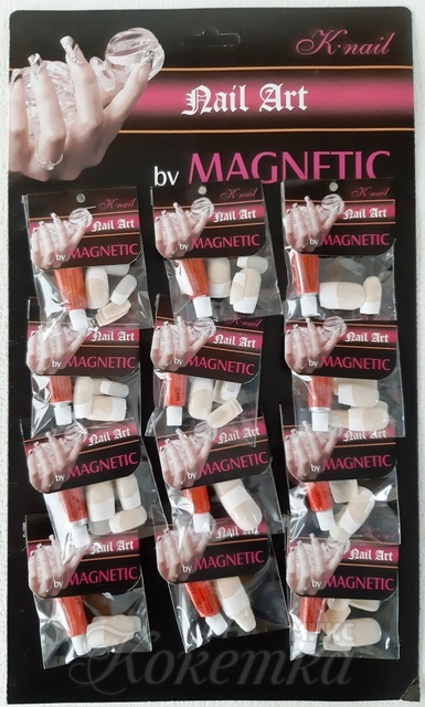 K.nail MAGNETIC ногти накладные с клеем (черн.уп)