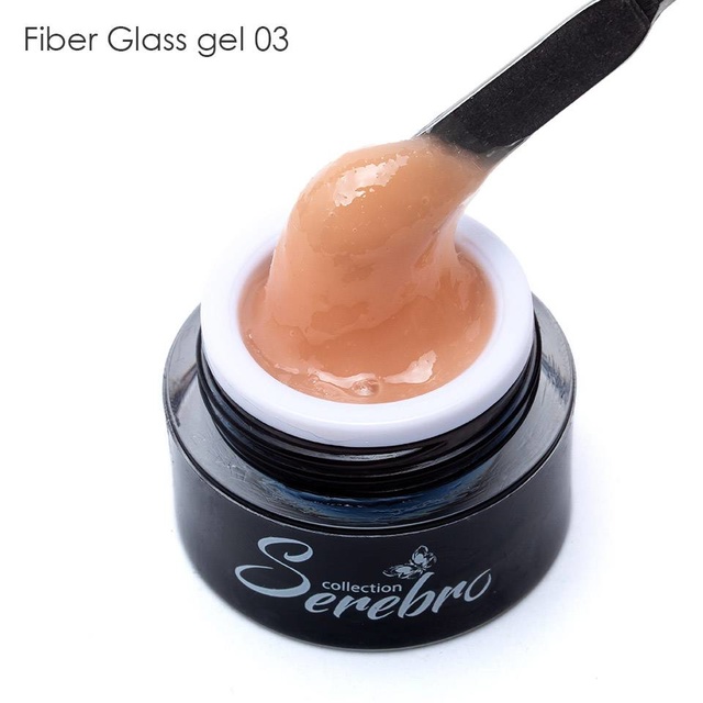 Fiber glass гель со стекловолокном "Serebro collection" №03 (нежно-бежевый), 8 мл