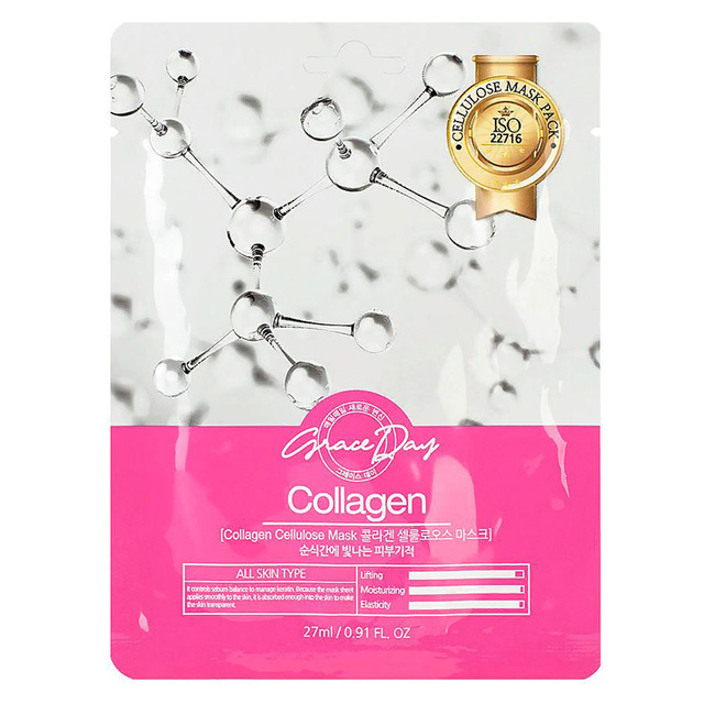 Grace Day Маска тканевая для лица с коллагеном Collagen Cellulose Mask, 27 мл