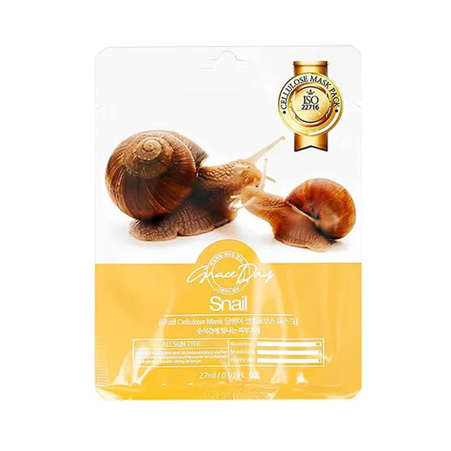 Grace Day Маска тканевая для лица с экстрактом улитки Snail Cellulose Mask, 27 мл